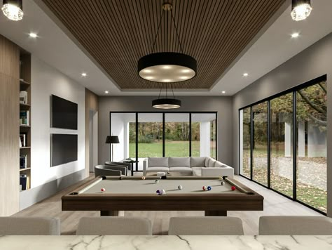 Pool Table Bar, Luxury Home Bar, Modern Home Bar Designs, Modern Game Room, Modern Pool Table, Snooker Room, Pool Table Room, Billiards Room, Modern Home Bar