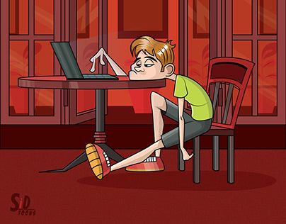 Laziness Illustration, Lazy Character Design, Lazy Cartoon Character, Lazy Illustration, Lazy Pose, Lazy Cartoon, Character Development Illustration, Character Perspective, Lazy Drawing