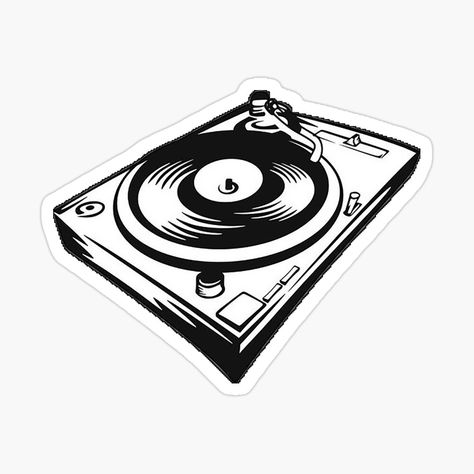 Get my art printed on awesome products. Support me at Redbubble #RBandME: https://www.redbubble.com/i/sticker/DJ-record-black-and-white-by-Sdch-Shop/93579350.EJUG5?asc=u Dj Sticker, Dj Record, Dj Logo, 90s Design, Black And White Stickers, Sticker Inspo, Music Design, By Max, Retro 90s