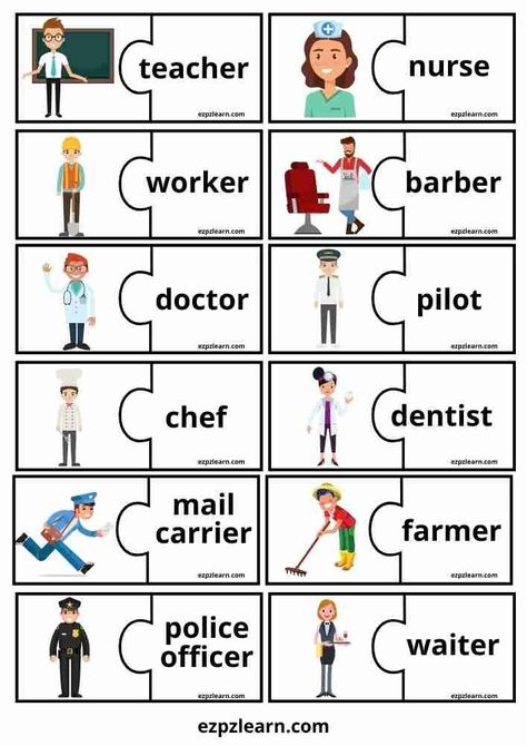 English Teaching Aids Ideas, Jobs For Kids, English Vocabulary Games, Free English Courses, English Games For Kids, Ingles Kids, Teach English To Kids, Vocabulary Flash Cards, Grammar For Kids