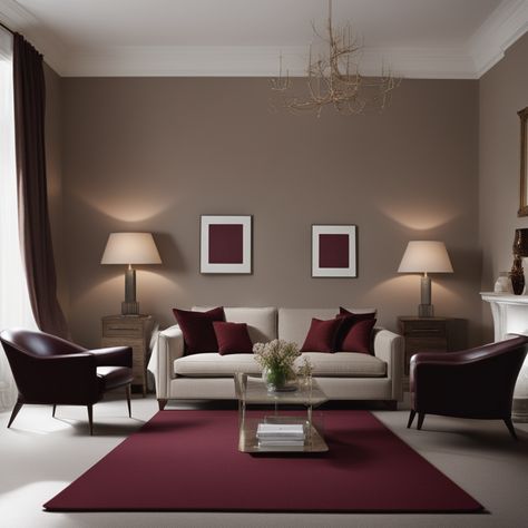 What Color Paint Goes With Maroon Carpet? Painted Room Ideas Color Schemes, Living Room Colourful Decor, Best Colour Combinations For Living Room, Dark Burgundy Wall Paint, Modern Colour Combinations, Room Colors Combinations, Two Color Combination For Bedroom, Dark Red Living Room Ideas, Maroon Carpet Living Room