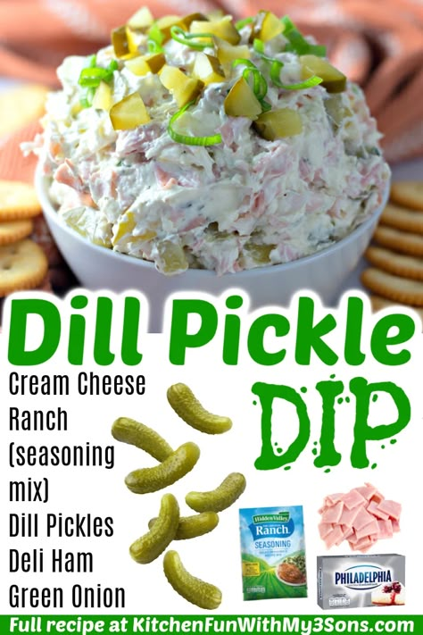 Pickle Roll Ups Dip, Pinwheel Appetizers Pickle, Pickel Dip Recipes, Pickel Snacks, Dill Pickle Wraps, Pitch In Ideas Food, Pickle Roll Dip, Dill Pickle Foods, Easy Good Dip Recipes