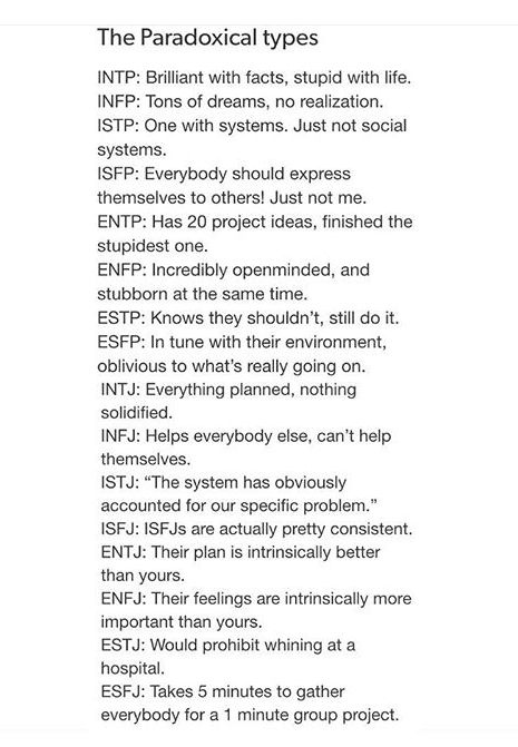 Paradoxical Myers Briggs Types Mbit Personalities, Personality Type Compatibility, Intp Isfp, Myers-briggs Type Indicator, Entj Infj, Cognitive Functions Mbti, Intp Entj, Infp Enfj, Enfp Enneagram