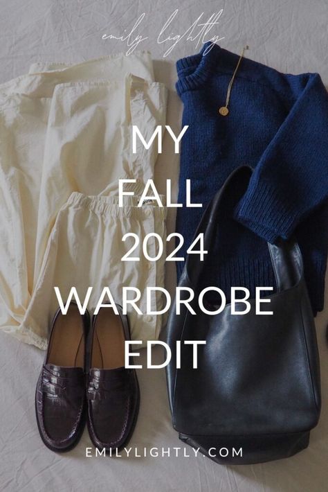 My 2024 Fall Wardrobe Edit Classic Sweater Outfit, Fall Minimalist Outfit, Fall Minimalist Wardrobe, Emily Lightly, Minimalist Winter Outfit, Capsule Clothing, Classic Fall Style, Packing Wardrobe, Clothing Wardrobe