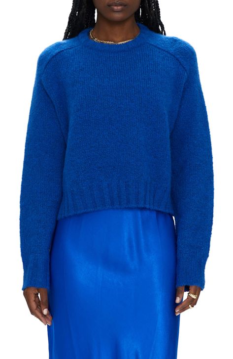 Pistola Adina Sweater available at #Nordstrom Cobalt Blue Sweater Outfit, Outfits For January, Cobalt Sweater, Cobalt Blue Sweater, Blue Sweater Outfit, Sorority Rush Outfits, Football Onesie, Rush Outfits, Fuzzy Fabric