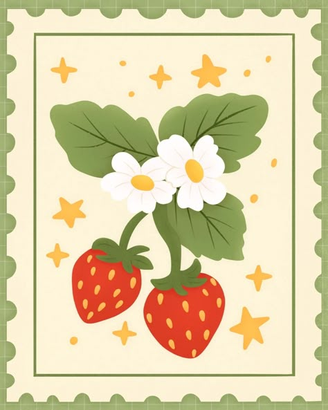 Strawberry stamp 🍓✨ Swipe to see the printed notebook of this illustration 📒✨ You can DM me for more info about ordering ✨ . . . #strawberry #strawberries🍓 #notebook #printednotebooks #illustrations #digital_artist #digitalart #digitalillustrator #Illustration #illustratorsoninstagram #IllustrationArtists #illustrationforbooks #illuatration_daily #illustrationart #CuteArt #cutedrawings #cuteillustration #cutedrawing #procreate #ProcreateArt #notebookart #notebookartist #drawing #drawing✏ #f... Chocolate Strawberries Drawing, Cute Strawberry Illustration, Digital Art Pattern, Strawberry Drawing Cute, Cute Fruit Painting, Strawberry Illustration Cute, Plant Drawing Aesthetic, Berry Doodles, Strawberry Aesthetic Icon