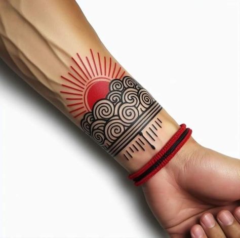 All Red Tattoo, Wrist Tatoo, Tato Maori, Arm Tattoo Designs, Band Tattoos For Men, Best Tattoos For Men, Tattoo Band, Cuff Tattoo, Forearm Band Tattoos