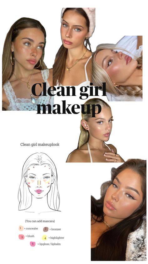 Cleangirl makeup Good Makeup Looks, Formal Makeup Ideas, Cleangirl Makeup, Vanilla Girl Makeup, Dream Life Board, Clean Girl Style, Clean Girl Vibes, It Girl Era, Make Up Aesthetic