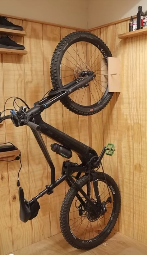 Mtb Storage Ideas, Rack Velo, Indoor Bike Storage, Bicycle Hanger, Simple Bike, Bike Storage Garage, Bike Rack Garage, Bike Hanger, Bike Lift