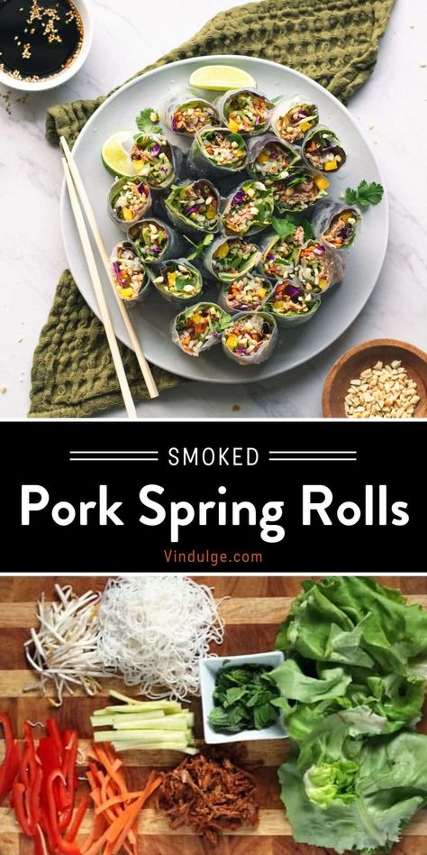 Bbq Appetizer Ideas, Spring Rolls Recipe Shrimp, Fresh Spring Rolls Recipe, Pork Spring Rolls, Summer Rolls Recipe, Recipes For Bbq, Leftover Pulled Pork, Best Pork Recipes, Spring Rolls Recipe