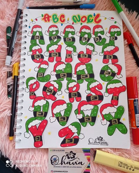 Letras Cool, Hand Lettering Alphabet Fonts, Christmas Scavenger Hunt, Initial Art, A Initial, Christmas Alphabet, Notebook Organization, Hand Lettering Alphabet, Lettering Alphabet Fonts