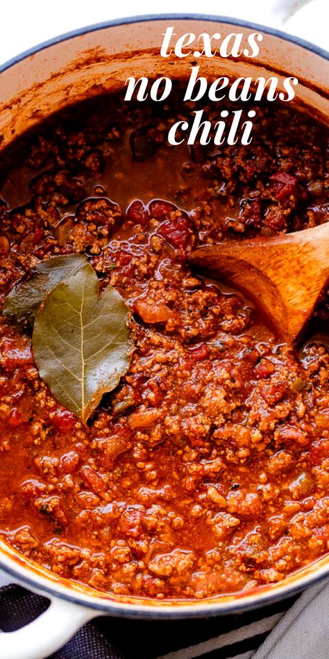 Easy No Bean Chili, No Beans Chili, No Bean Chili Recipe, Homemade Chili Recipe, Ground Beef Chili, Texas Chili, Bean Chili Recipe, Best Chili, Best Chili Recipe