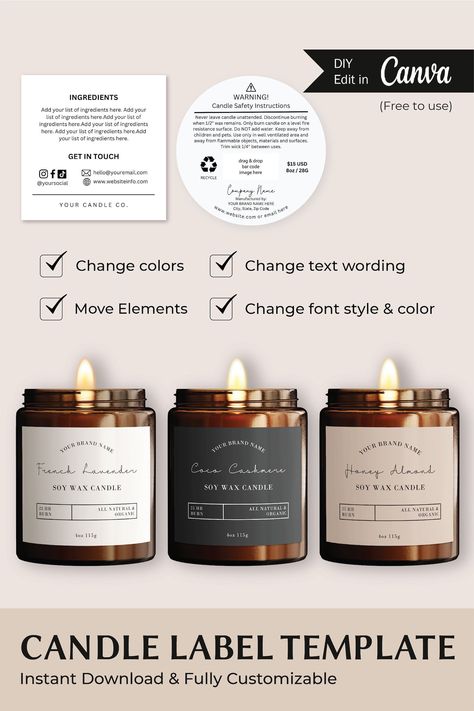 Luxury Candle Label Template Candle Label Sti Candle Stickers Labels Diy, Scented Candles Labels, Candle Collection Ideas, Scented Candle Logo Ideas, Candle Label Template Free Printable, Candle Safety Labels, Label Design For Candles, Label For Candles, Wedding Candle Labels