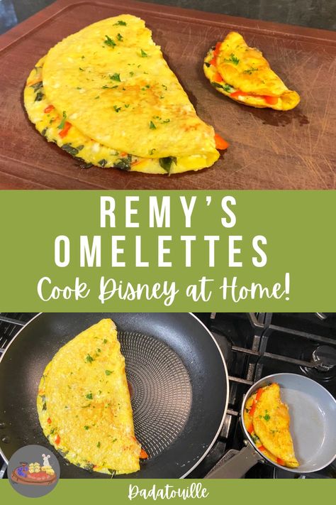 Here is a fun recipe to make Remy’s omelettes from Ratatouille. This makes for a super easy and delicious recipe. It is family friendly and i hope you enjoy! Disney Meal Recipes, Ratatouille Movie Recipe, Disney Ratatouille Recipe, Ratatouille Recipes Disney, Recipes From Ratatouille Movie, Ratatouille Movie Food, Ratatouille Themed Dinner, Ratatouille Soup Recipe, Disney Breakfast Recipes