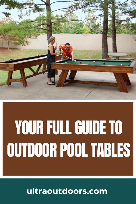 Are you in the market for a new pool table and thinking about taking the game outside? Outdoor pool tables are a great way to enjoy the game in a relaxed, outdoor setting and are perfect for parties, family gatherings, and summer evenings. However, choosing the right outdoor pool table can be a challenge, as there are many different options available. #outdoorpooltables #pooltableguide #outdoorentertainment #pooltablefun #backyardgames #outdoorrecreation #pooltabledesign #outdoorliving Backyard Pool Table Game, Dining Pool Table Combo Outdoor, All Weather Pool Table, Pool Table Double Function, Rustic 6 Foot Pool Table For Sale, Pool Table Design, Outdoor Pool Table, Flower Letter, Pool Tables