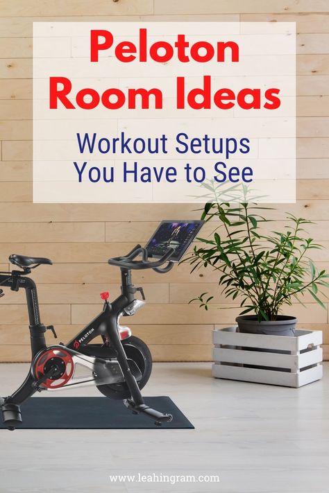 This blog post on Peloton bike room ideas offers tips on how to setup your cycle in a small space in a living room, bedroom, basement or home office, plus Peloton corner ideas. It also offer decor suggestions. One place not to put your Peloton? In a garage gym. #pelotonroom #pelotonhomegym #pelotonbikeroomideas #pelotoninbedroom #pelotonsmallspace #pelotonsmallapartment Peloton Room Ideas Small Space, Peloton Corner Ideas, Peloton In Bedroom, Peloton Corner, Peloton Workout Room, Peloton Gym, Peloton Home Gym, Peloton Room Ideas, Workout Corner