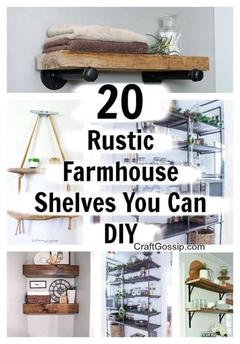 Rustic Shelves Diy, Farmhouse Shelves Diy, Garden Rustic, Diy Dining Room, Diy Dining, Garden Decor Diy, Farmhouse Shelves, Open Dining Room, Funky Decor