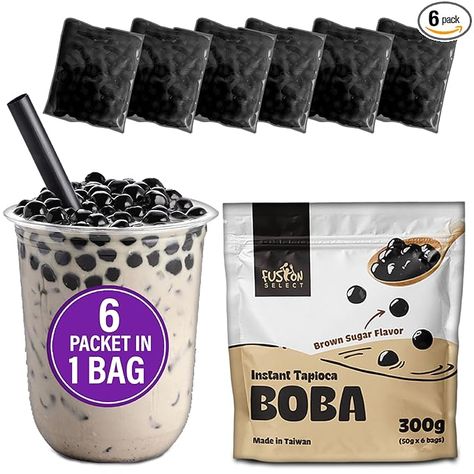 Amazon.com: Fusion Select Instant Boba - No-Cook Instant Tapioca Pearls for Bubble Tea Drinks, Hot or Cold Sweet Milk Beverage - Microwave or Heat With Boiling Water - Real Brown Sugar Flavored Balls (6) : Grocery & Gourmet Food Instant Boba, China Country, Food Groceries, Volleyball Photography, Sweet Milk, Boba Pearls, Tea Drinks, Boba Drink, Bubble Milk Tea