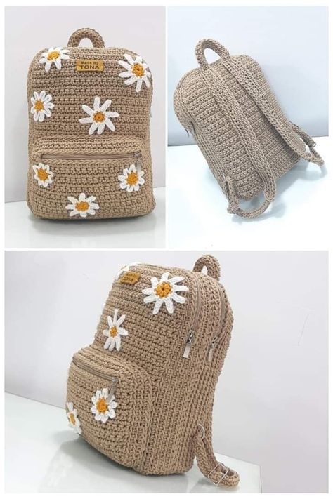 Mochila Crochet, Crochet Backpack Pattern, Diy Crochet Bag, Free Crochet Bag, Handbags Patterns, Crochet Backpack, Crochet Blanket Designs, Crochet Business, Crochet Circles