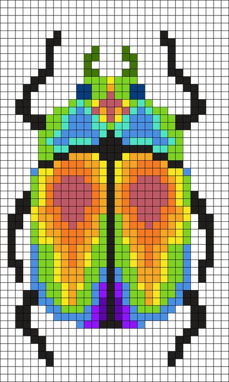 Buggy Perler Perler Bead Pattern | Bead Sprites | Animals Fuse Bead Patterns Perler Bead Patterns Watermelon, Link Perler Beads Pattern, Beetle Bead Pattern, Artkal Beads Ideas, Perler Bead Insects, Perler Beads Pixel Art, Perler Bead Easy Patterns, Saturn Perler Beads, Perked Bead Patterns