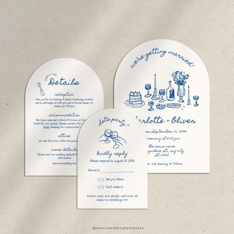 This arch wedding invitation template boasts a charming, handwritten design with a touch of playful whimsy. As a fully editable digital download on Canva.com, it allows for personalized customization, from vibrant color schemes to the perfect wording for your special day. 
Customize the wedding invitation card, details card, and RSVP card with ease using Canva's user-friendly interface. Ready to craft your dream wedding invitation suite? Visit our shop to explore this template and more: https://amorweddingtemplates.etsy.com. 






  
 
How to Edit: Simply purchase the template, and you'll instantly receive a link to download and customize it on Canva.com. 




.#WeddingInvitations #DIYWedding #WeddingStationery #WeddingInspiration #WeddingPlanning Funky Wedding Invitations, Wedding Stationary Design, Hand Drawn Wedding Invitations, Wedding Invite Suite, Handwritten Wedding, Invite Suite, Funky Wedding, Hand Drawn Wedding, Chateau Wedding