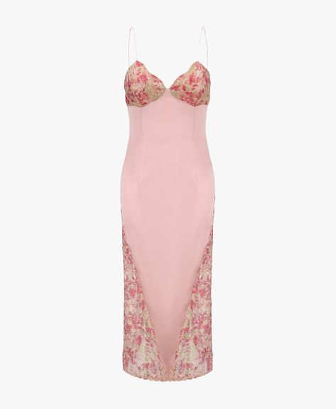 Buy Eva Silk Dress (pink) from Nana Jacqueline FOR 436 GBP | Designer Maxi dresses from Nana Jacqueline exclusively at Seezona | Eva Silk Dress (pink) ID: qdabq8rfjg2t Pink Silk Gown, Silk Dress Pink, Nana Jacqueline, Sleep Clothes, Preppy Dresses, Silk Gown, Romantic Lace, Knitted Romper, On Repeat