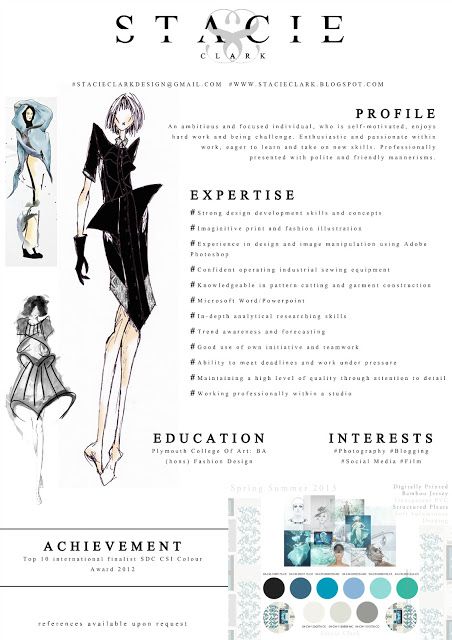 Fashion CV example and how it was created http://stacieclark.blogspot.co.uk/2013/05/creative-cv_17.html                                                                                                                                                                                 More Cv Fashion Designer, Cv Original Design, Fashion Designer Resume, Layout Cv, Portfolio Layout Template, Fashion Cv, Fashion Resume, Cv Example, Cv Original