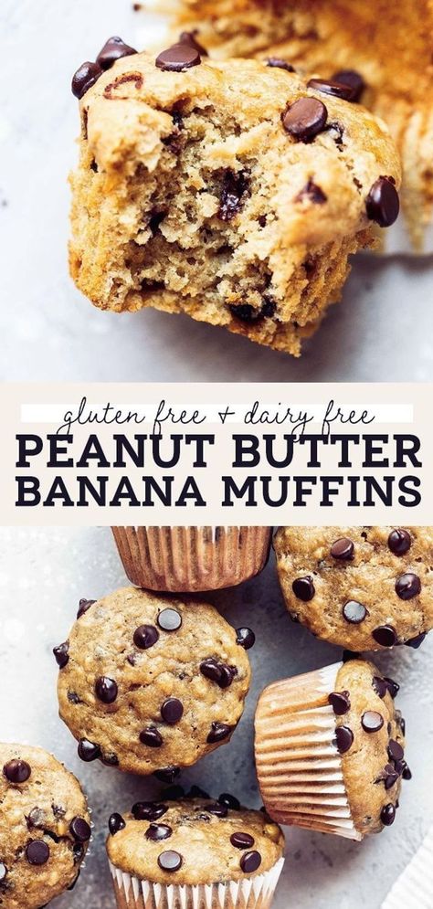 Sugar Free Muffins Recipes, Gluten Free Muffins Easy, Gluten Dairy Free Snacks, Gluten Free Dairy Free Lunch, Banana Muffins Gluten Free, Gluten Free Dairy Free Recipes Dinner, Chocolate Chip Banana Muffins, Dairy Free Muffins, Gluten Free Banana Muffins