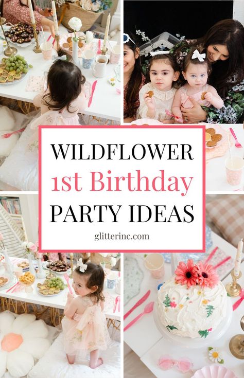 Discover 1st birthday party ideas for a summer wildflower birthday party. Perfect for indoor and outdoor settings, this theme features beautiful DIY decorations and favors. Ideal for a small gathering for kids, make this special birthday memorable with lovely flower party touches. Wildflower Theme Party, Birthday Brunch At Home, 1st Birthday Brunch, Wildflower Party Theme, Wildflower 1st Birthday, Flower Party Themes, 1st Birthday Party Ideas, Wildflower Cake, Wildflower Birthday Party