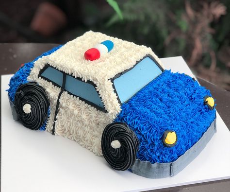 Police Birthday Party Cake, Police Car Cakes For Boys, Police Cake Ideas Birthday, Vehicle Theme Cake, Police Cake Design, Car Cake Designs For Kids, Police Car Birthday Party, Police Themed Cake, Cake Police