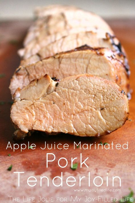 This Apple Juice Marinated Pork Tenderloin is such a great meal for busy nights… Pork Loin Marinade, Marinated Pork Tenderloin, Apple Juice Recipe, Recipe Using Apples, Smoked Pork Tenderloin, Cooking Pork Tenderloin, Smoked Pork Loin, Chicken Kebab Recipe, Apple Pork