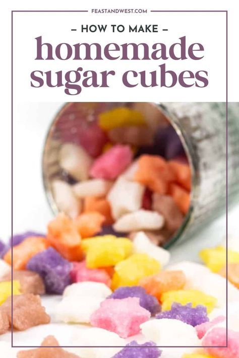 How to Make Sugar Cubes Homemade Sugar Cubes, How To Make Sugar Cubes, Sugar Cubes Recipe, Diy Sugar Cubes, Tea Cubes, Flavored Sugar Cubes, Sugar Cubes Diy, Frozen Drinks Alcohol, Infused Sugar