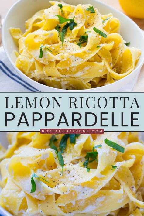 Vegetarian One Pot, Ricotta Pasta Sauce, Light Pasta Recipes, Pasta With Lemon Sauce, Lemon Ricotta Pasta, Lemon Pasta Recipes, Arugula Pasta, Simple Dinners, Light Pasta