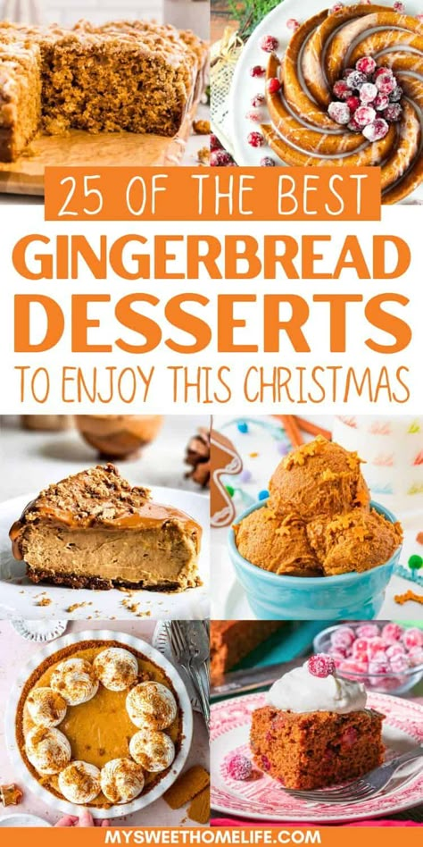 Sweet, spicy, and full of holiday magic - these gingerbread desserts will warm your heart and sweeten your season. Gingerbread Crust Desserts, Easy Gingerbread Dessert, Gingerbread Desserts Christmas, Ginger Bread Desserts, Christmas Gingerbread Desserts, Gingerbread Christmas Desserts, Gingerbread Desserts Easy, Christmas Desserts Gingerbread, Gingerbread Deserts