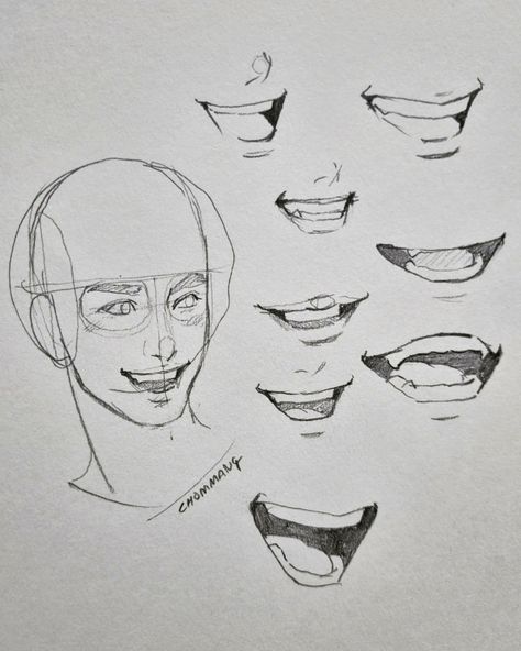 Slight Smile Drawing, Different Types Of Drawing Styles, Simple Art References, How To Draw Smile, How To Draw Smiles, Composition Ideas Drawing, How To Draw A Smile, Smiling Reference, Smile Reference