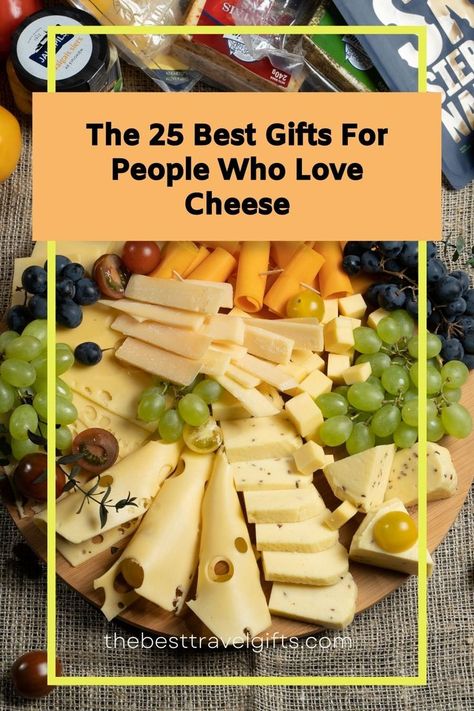 The 25 best gifts for people who love cheese with a photo of a cheese platter Cheese Basket Gift Ideas, Cheese Board Gift Ideas, Gifts For Cheese Lovers, Cheese For Breakfast, Gourmet Food Basket, Cheese Gift Baskets, Cheesy Gifts, Snack Gift Baskets, Cheeseboard Gift