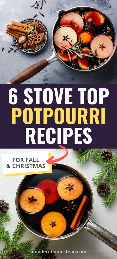 These easy fall and Christmas stove top potpourri recipes are a wonderful and non-toxic way to make your house smell amazing! Get the easy DIY recipes for Apple Cinnamon Spice, Pumpkin Spice, Coffee Cake, Fall Scents, Christmas Scents, and Christmas Tree stove-top potpourri recipes today! Diy Stove Top Potpourri, Stove Potpourri, Fall Potpourri, Holiday Potpourri, Cinnamon Smell, Cake Fall, Homemade Potpourri, Diy Cinnamon, Simmer Pot Recipes