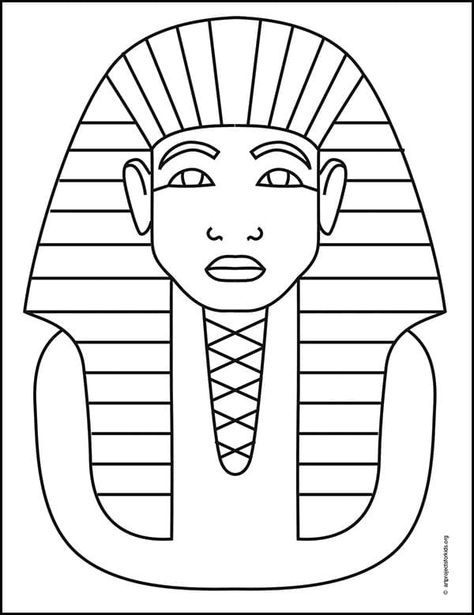 How to Draw King Tut | King Tut Coloring Page Egyptian Art Drawing, King Tut Mask, Ancient Egypt For Kids, Egyptian Crafts, Egypt Crafts, Egyptian Drawings, Arte Jazz, Drawing Tut, Egypt Project