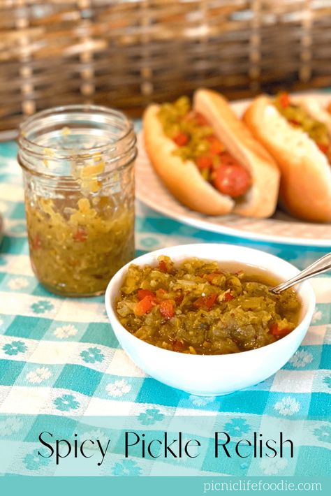 Spicy Relish Recipes, Canning Spicy Pickles, Dill Relish Canning Recipe, Spicy Pickle Relish, Chow Chow Canning Recipe, Sweet Hot Pickles, Canning Pickles Recipe, Pickle Relish Recipe, Food For Winter