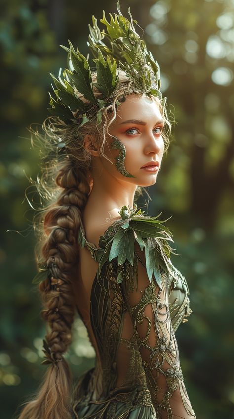 Fairy Queen Cosplay, Magical Forest Costume, Midsummer Nights Dream Fairy Costume, Nature Spirit Costume, Woodland Faerie Makeup, Fairy Costume Ideas For Women, Nature Costume Ideas, Forest Elf Cosplay, Elvish Princess