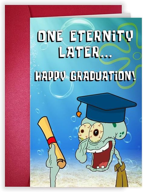 Funny Graduation Poster Ideas, Cute Graduation Cards, Congrats Poster, Spongebob Graduation, Congrats Grad Card, Graduation Card Funny, School Decorating Ideas, Ideas With Balloons, College Graduation Cakes