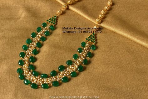 Layered Stone Necklaces, Emerald Mala, Emerald Beads Mala, Kundan Mala, Ruby Jewelry Necklaces, Mango Necklace, Kundan Necklace Set, Online Gold Jewellery, Beautiful Gold Necklaces