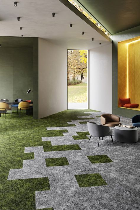 Contour carpet tile collection by IVC Commercial | Dezeen Showroom Waiting Room Design Reception Areas, Carpet Design Pattern, Carpet Tiles Design, Carpet Tiles Office, Modular Carpet, Carpet Squares, Design Texture, Office Carpet, Commercial Carpet