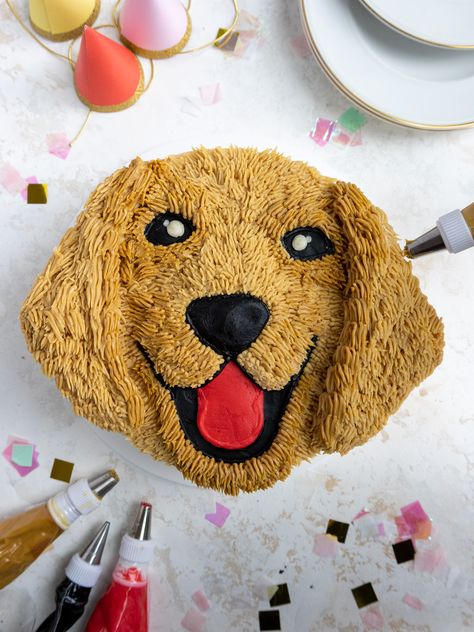 Cute Dog Drawing Golden Retrievers, Golden Retriever Cake Ideas, Dog Cake Decorating Ideas, Golden Retriever Birthday Cake, Dog Cake Design Ideas, Golden Retriever Cake, Golden Retriever Birthday, Puppy Birthday Cakes, Cake Mom