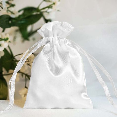 Pack of 12 - 3"x4" White Satin Party Favor Bags, Drawstring Pouch Gift Bags Wine Gift Bag, Candy Jewelry, Wedding Favor Bags, Satin Bags, Wedding Party Favors, Candy Gifts, Favor Bag, Party Favor Bags, Drawstring Pouch