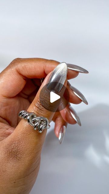 Car Eye Nails, Chrome Cat Eye Nails, Cat Eye Tutorial, Pinned Post, Cat Eye Gel, Cat Eye Nails, Winter Nail Art, Silver Nails, Eye Gel