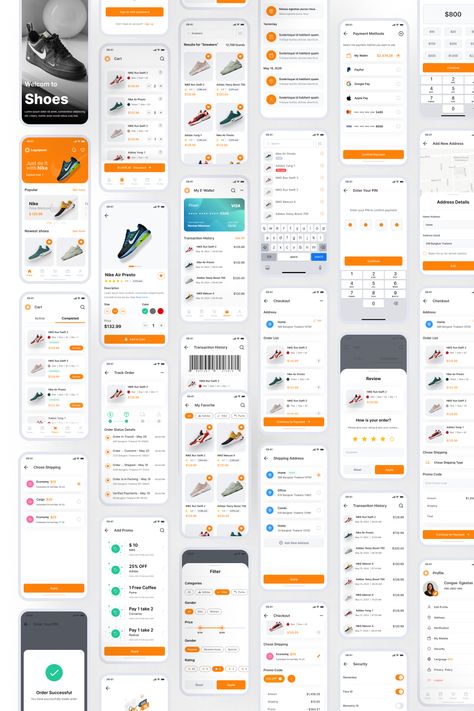 E-commerce Mobile App UI KIT Ecommerce Ui Design, Modern Ui Design, Desain Ux, Application Ui Design, Ux Design Mobile, Ux Kits, E-commerce App, Ux App Design, Ecommerce App