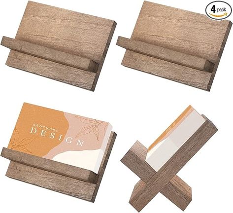 Amazon.com : Teling 4 Pcs Wood Business Card Holder for Desk Wooden Business Card Display Stand Business Card Stand for Name Business Card Postcard Office Home Desktop Table Organizer (Brown) : Office Products Business Card Holder Diy Display, Diy Business Card Holder, Postcard Organization, Business Card Holder Display, Business Card Display, Card Display Stand, Card Holder Diy, Wood Business Card Holder, Wood Business Card