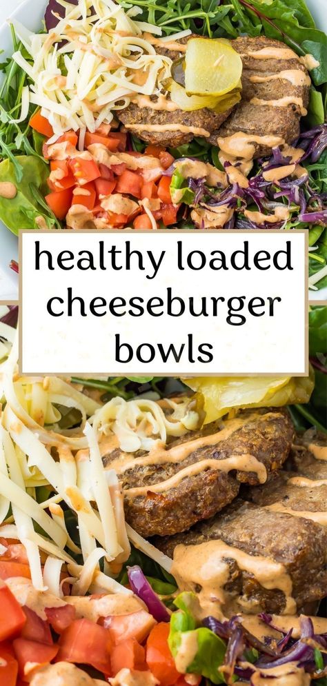 Fuel your body with a high-protein cheeseburger bowl that's as nutritious as it is delicious. This meal prep masterpiece combines hearty ground beef, fresh veggies, and a dressing to keep you satisfied and energized. It's an ideal choice for fitness enthusiasts and anyone looking to add more protein to their diet without sacrificing taste. High Protein Beef Recipes, Cheeseburger Bowl, Cheeseburger Bowls, High Protein Dinners, Protein Dinners, High Protein Chicken, Kiss Goodbye, Cooking With Ground Beef, Gluten Free Dinners