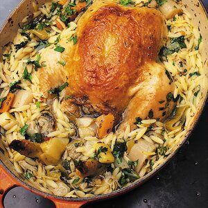 Chicken In A Pot, Lemon Orzo, Orzo Recipes, Nigella Lawson, Winner Winner Chicken Dinner, Chicken And Rice, Whole Chicken, Meal Recipes, Lemon Chicken